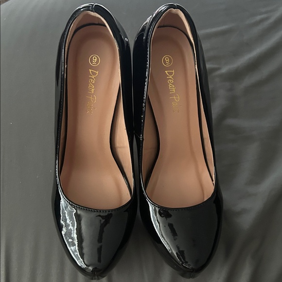 Dreampairs Shoes - Patent Black Platform Heels